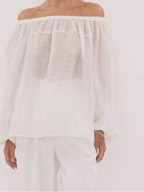 DISSH Tahiti White Off-Shoulder Top NWT